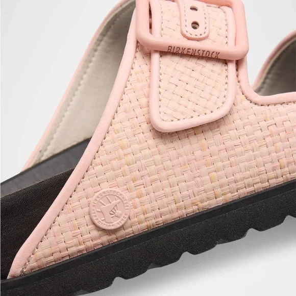 1774 BIRKENSTOCK Arizona Raffia Luxe Slide Sandal Chintz Rose Pink New NWT - Picture 8 of 17